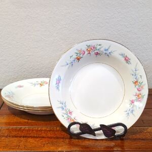 4 Vintage Homer Laughlin Eggshell Nautilus Ferndale China Rimmed Soup Bowl 8.25"